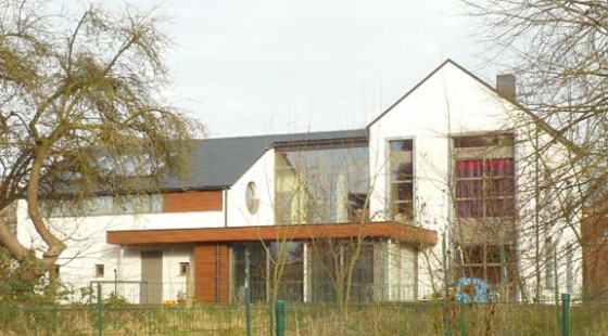 verrière, bardage cèdre, maison passive